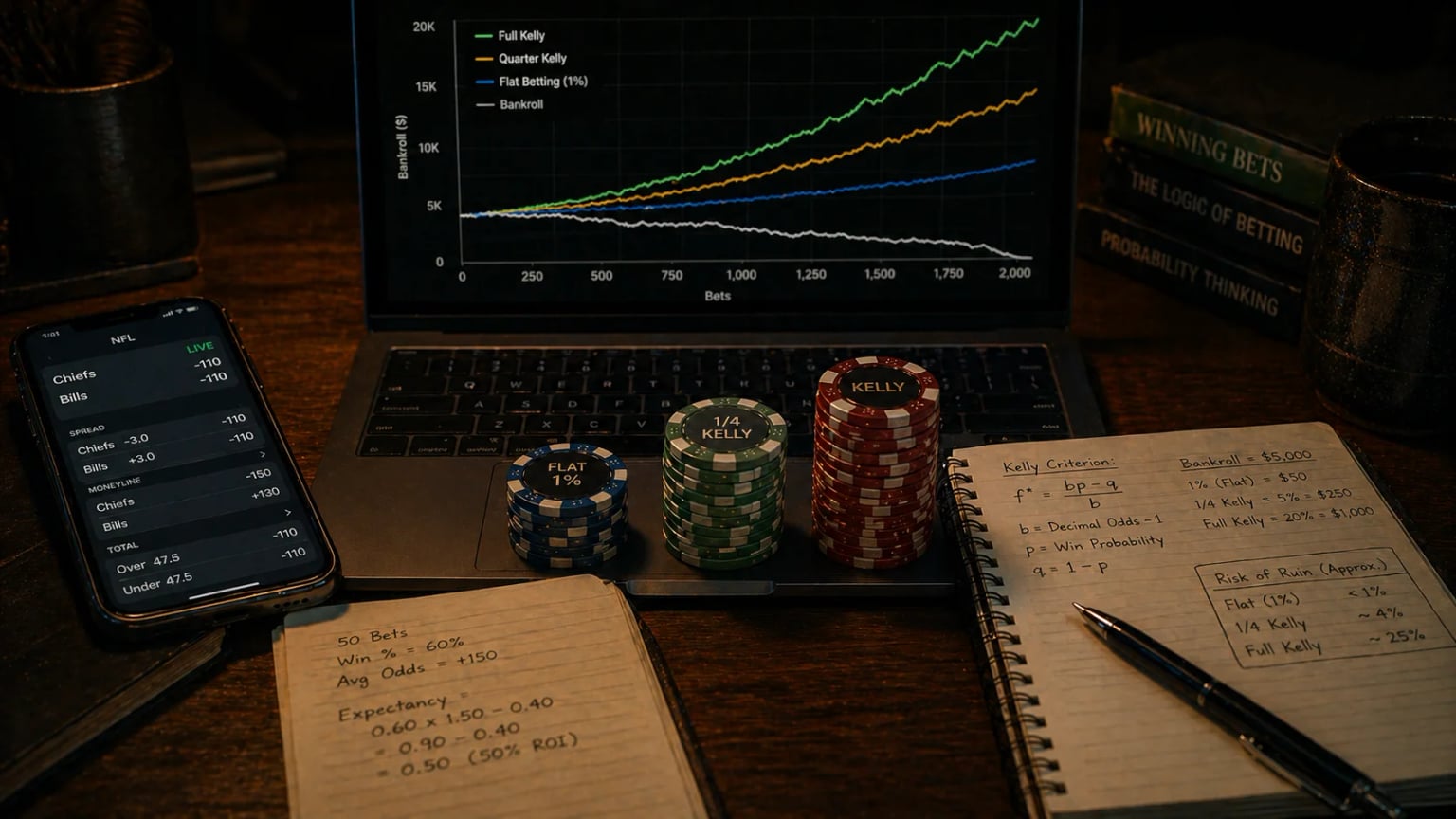 Kelly vs. Flat Staking: Welche Bankroll-Methode gewinnt? (2026)