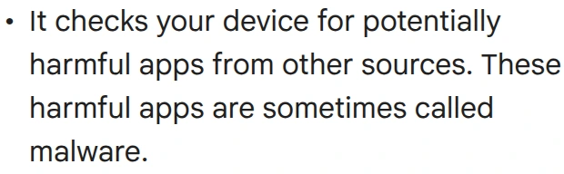 Excerpt from Google Play Protect documentation about scanning apps from other sources