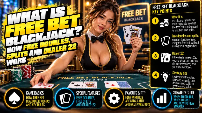 Что такое Free Bet Blackjack: дабл, сплит и пуш при 22