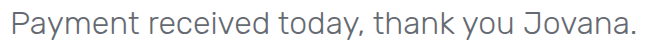 LCB player message confirming receipt of a payment on 18 September 2025