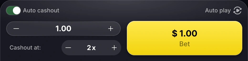 One virtual ticket configured with 2x auto cashout