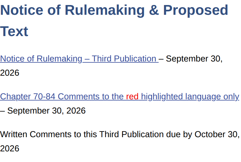 Official Maine notice for the third publication of proposed online casino rules