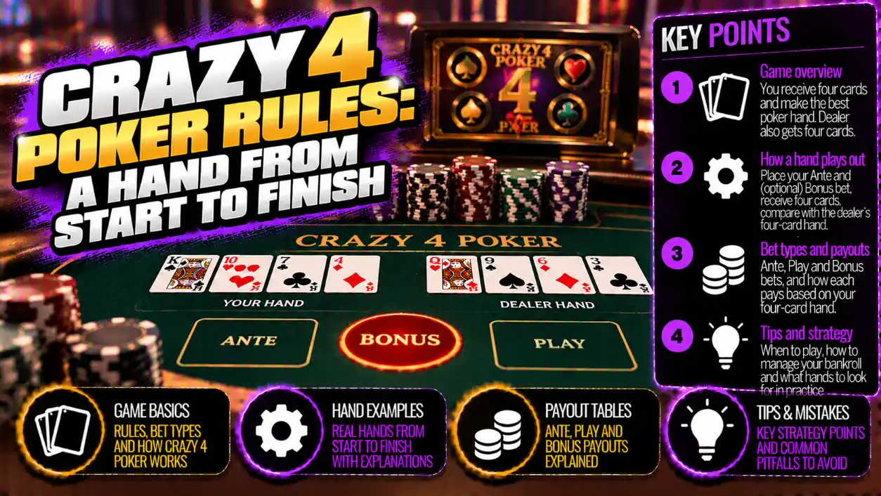 Crazy 4 Poker Rules: Hand Rankings, Bets and House Edge