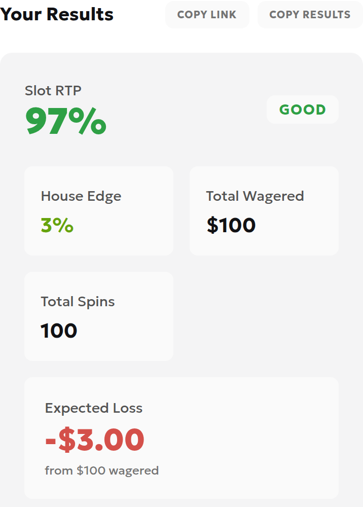 RTP calculator results in English