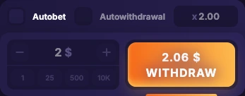 Live Lucky Jet bet with the Withdraw button showing a rising amount for stake 2