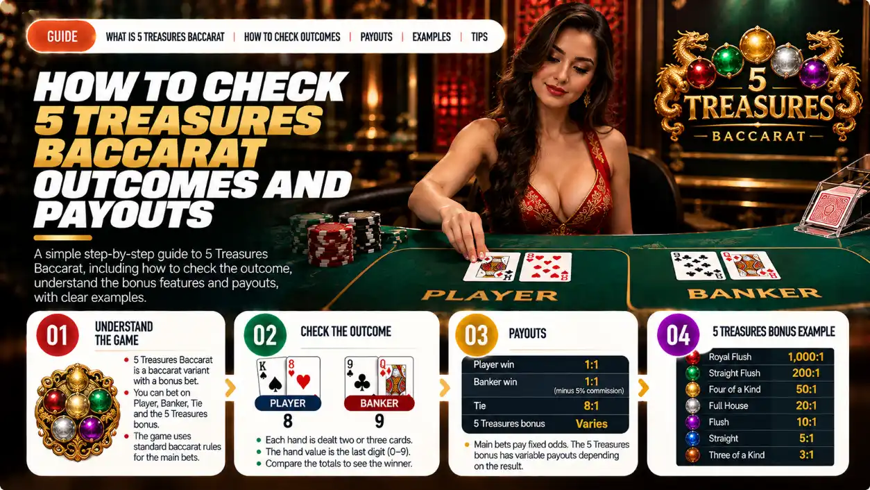 5 Treasures Baccarat: Five Side Bets, Rules and Payouts