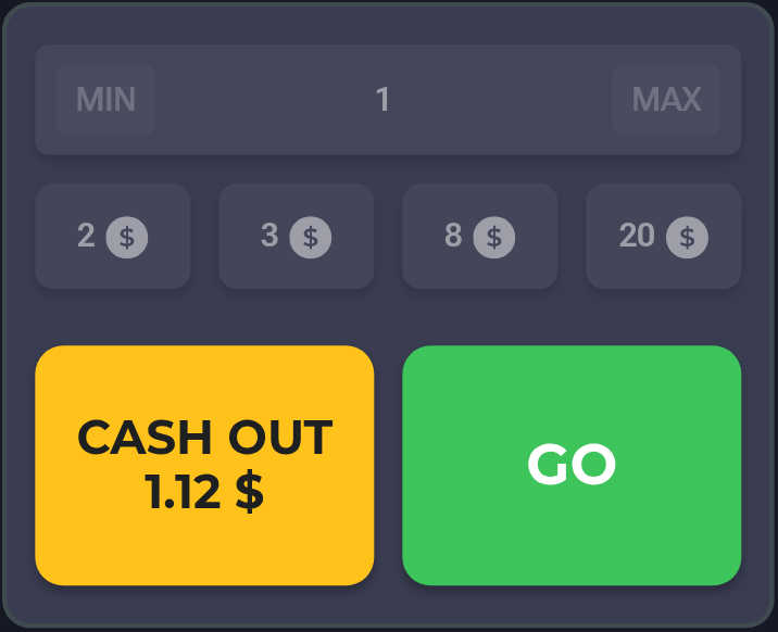 Chicken Road live round showing a $1 stake and current payout of $1.12.