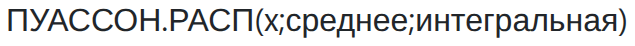 Фрагмент справки Microsoft с синтаксисом функции распределения Пуассона в Excel