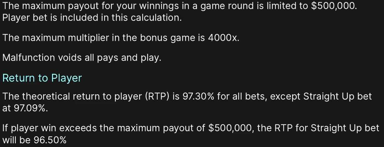 Red Door Roulette RTP figures and payout cap from the Loto-Québec rules