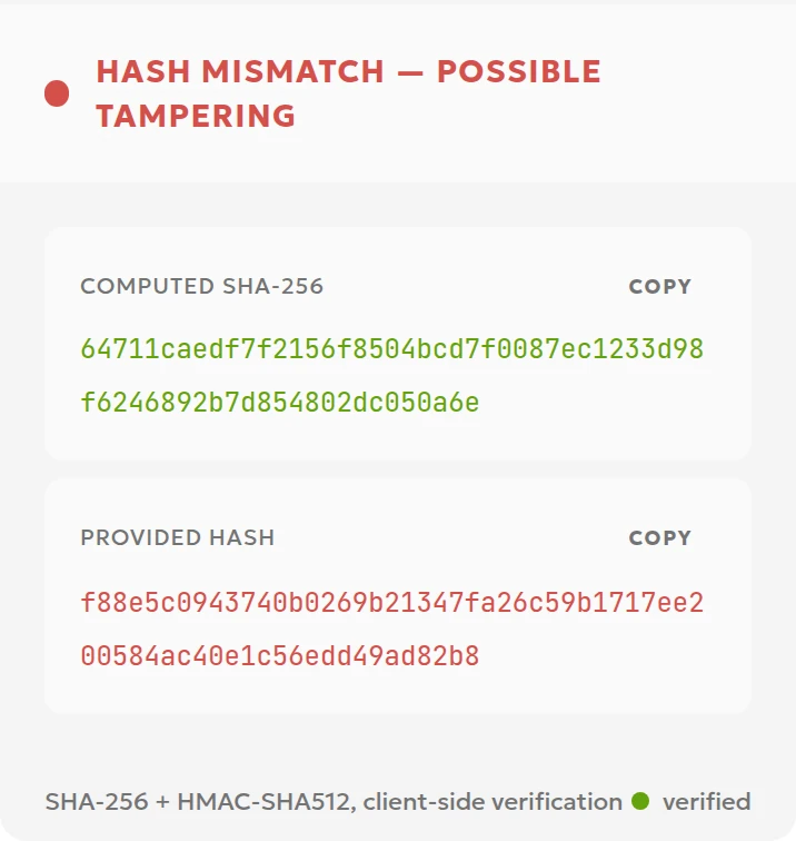 Hash mismatch after adding one ASCII space after the first comma in the BGaming payload