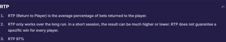 Lucky Jet rules screen showing stated RTP of 97%